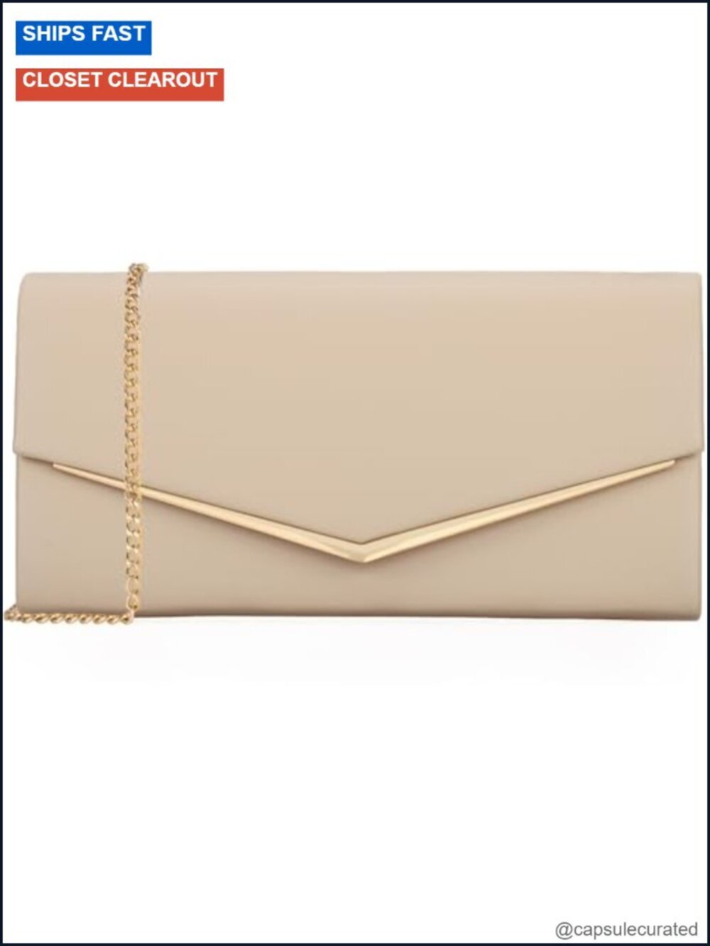 Vegan Leather Evening Clutch with Gold Chain Strap